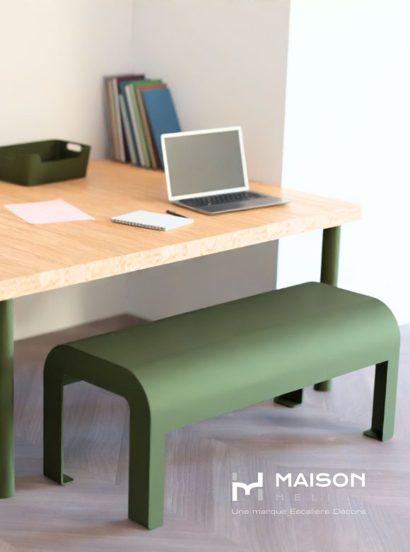 banc sur mesure acier vert