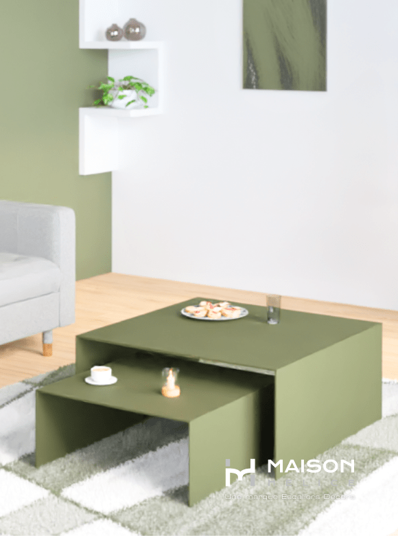 table gigogne sur mesure vert