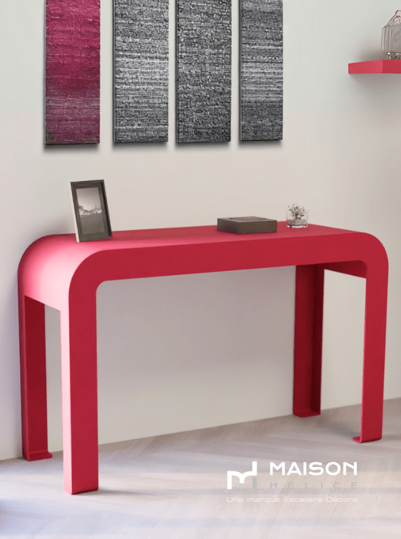 meuble console sur mesure rouge